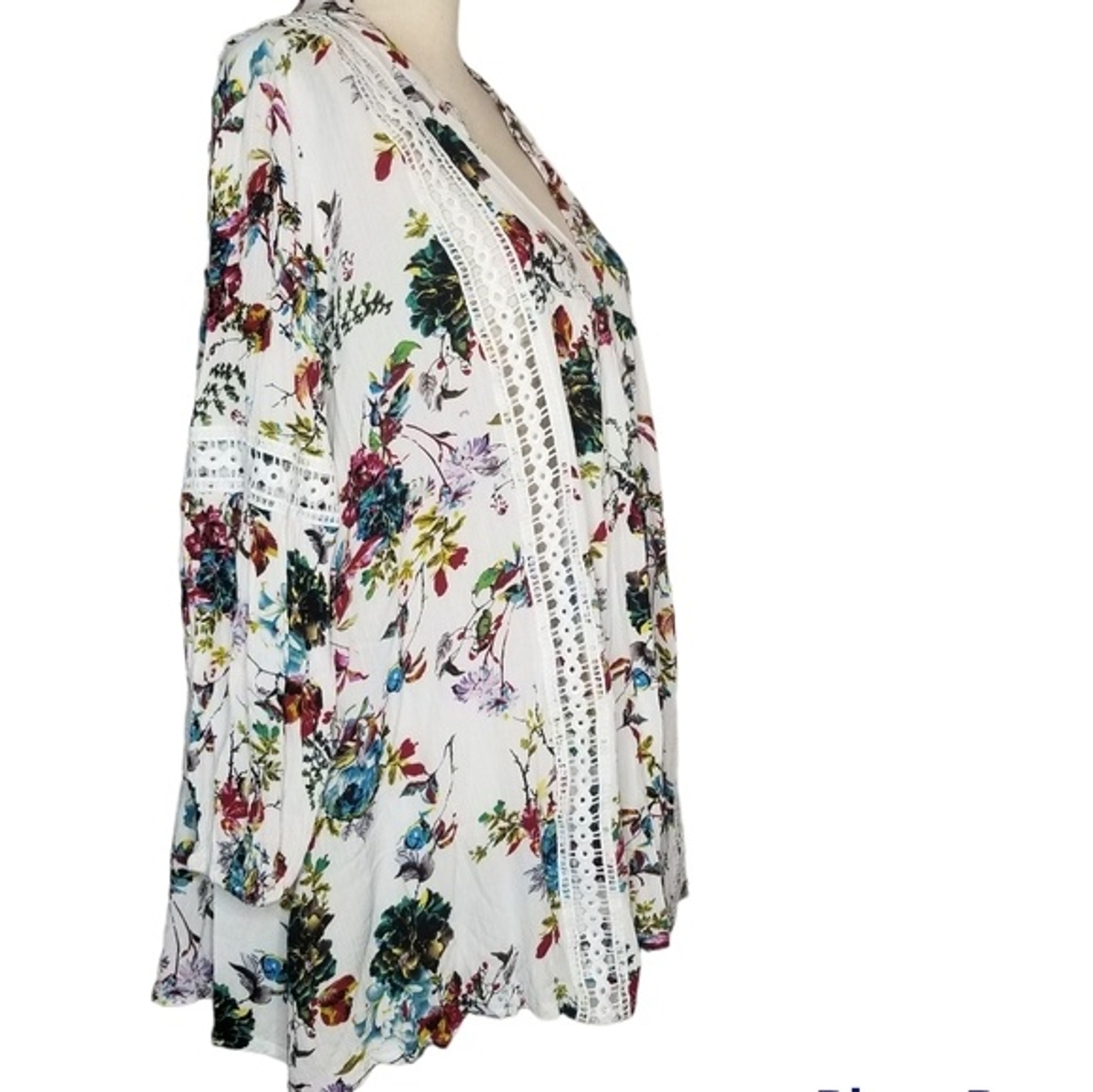 R. Vivimos Women’s Floral Long Balloon Sleeve Tunic Size Medium
