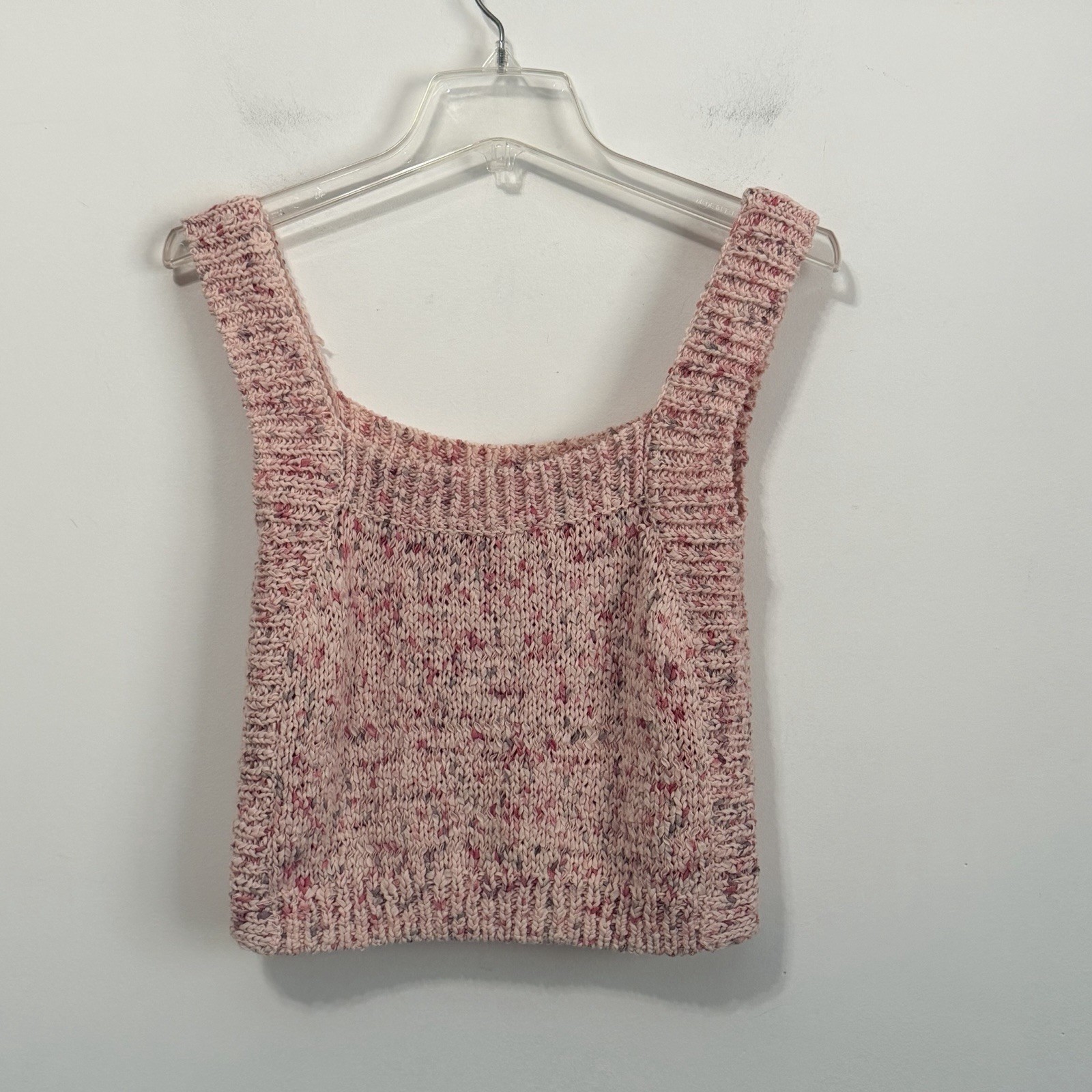 Zara Confetti Bubblegum Sweater Tank L Woven Summer Festival Boho Crop Vacation