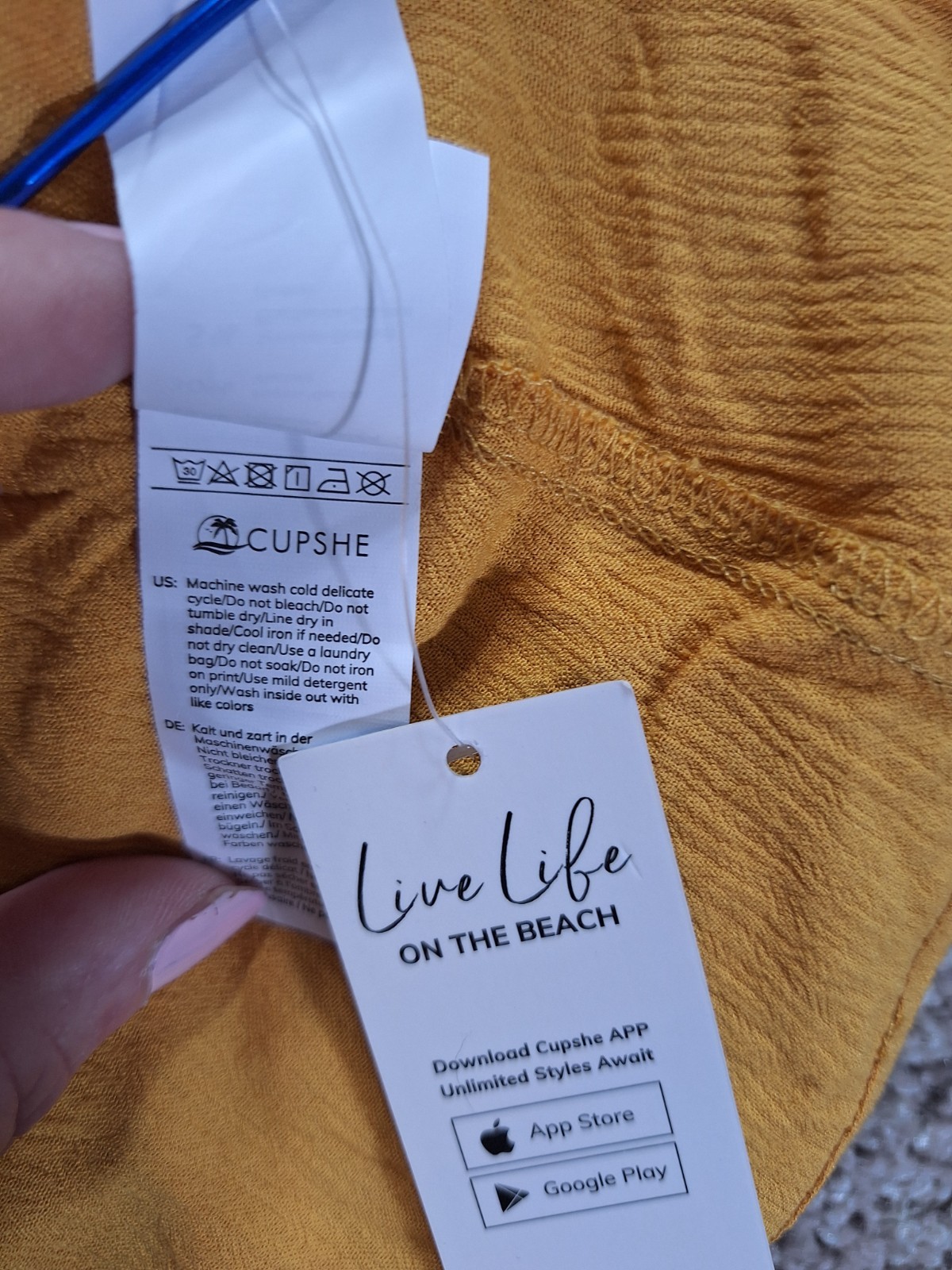 Cupshe One Shoulder Top Womens Medium Mustard Stretch Crinkle Asymmetrical Hem