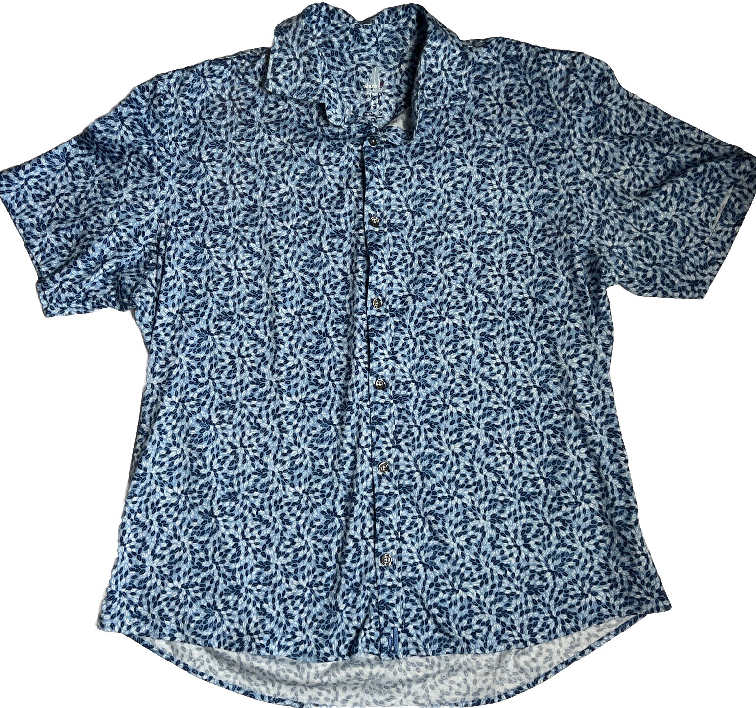 Johnnie-O Button Up Polo Shirt Womens Size Large Malibu Blue Floral
