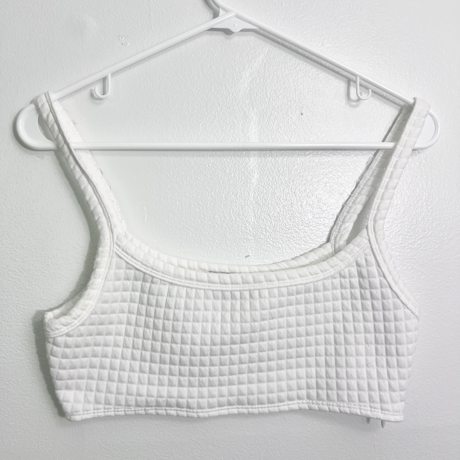 Princess Polly White Waffle Knit Crop Top Size 6 Zipper Crop Tank Top