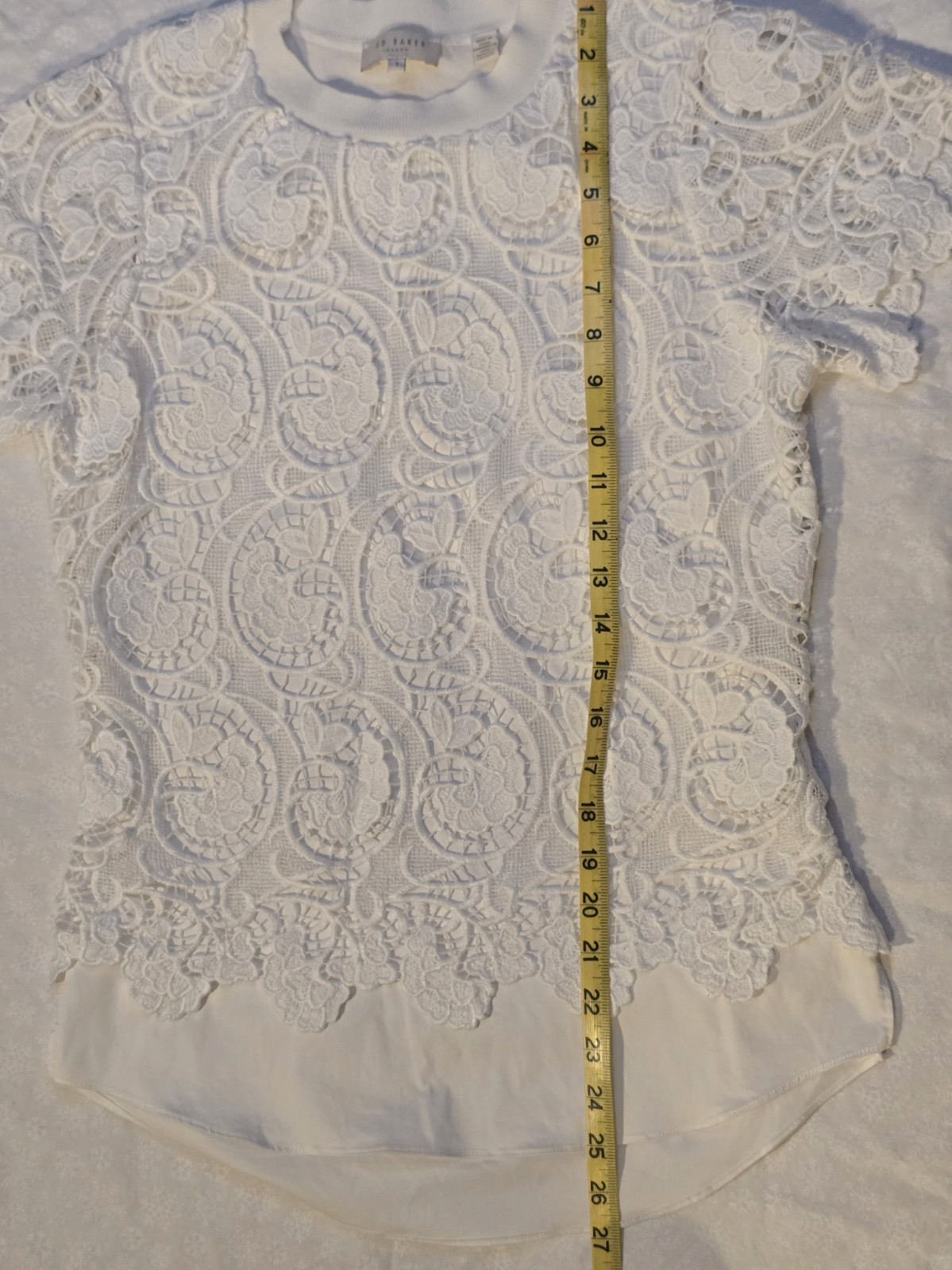 Ted Baker KITTA Womens Lace Front Sweater Top White Size 1 = US 2 to 4