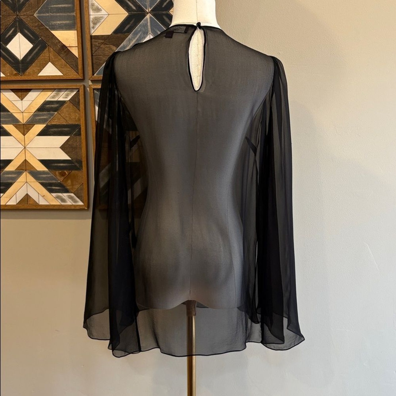 Ralph Lauren Collection Black Esmerelda Embellished Beaded Chiffon Blouse size 2