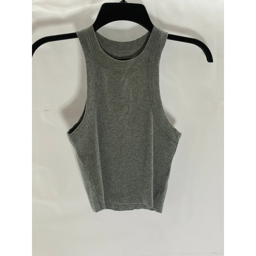 WSLY Women’s Dark Gray Ribbed Crewneck Sleeveless Tank Top SZ XS