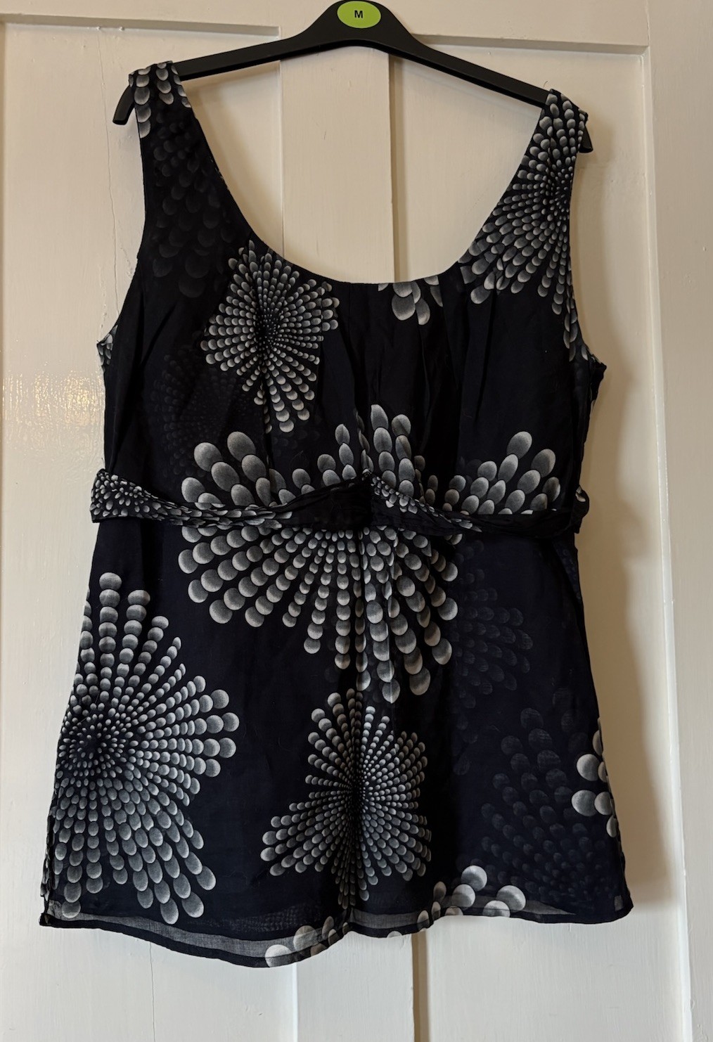 Monsoon Black Grey Geo Print Lined Lightweight Sleeveless Blouse UK16