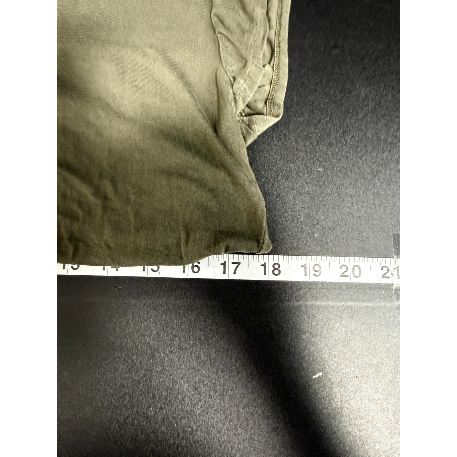 Dear John New Olive Green Y2K Henley Long Fitted Top Sz S Ruffle Cap Sleeve