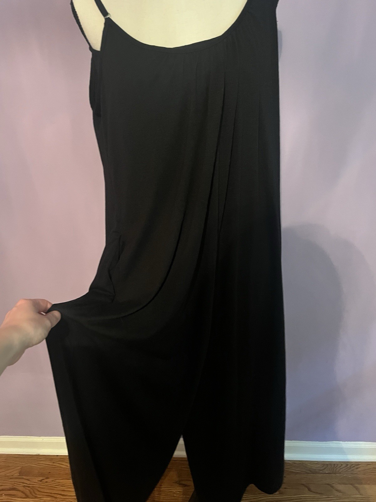 Women’s Size XL Basic Black Soft Casual Spaghetti Strap Jump Suit