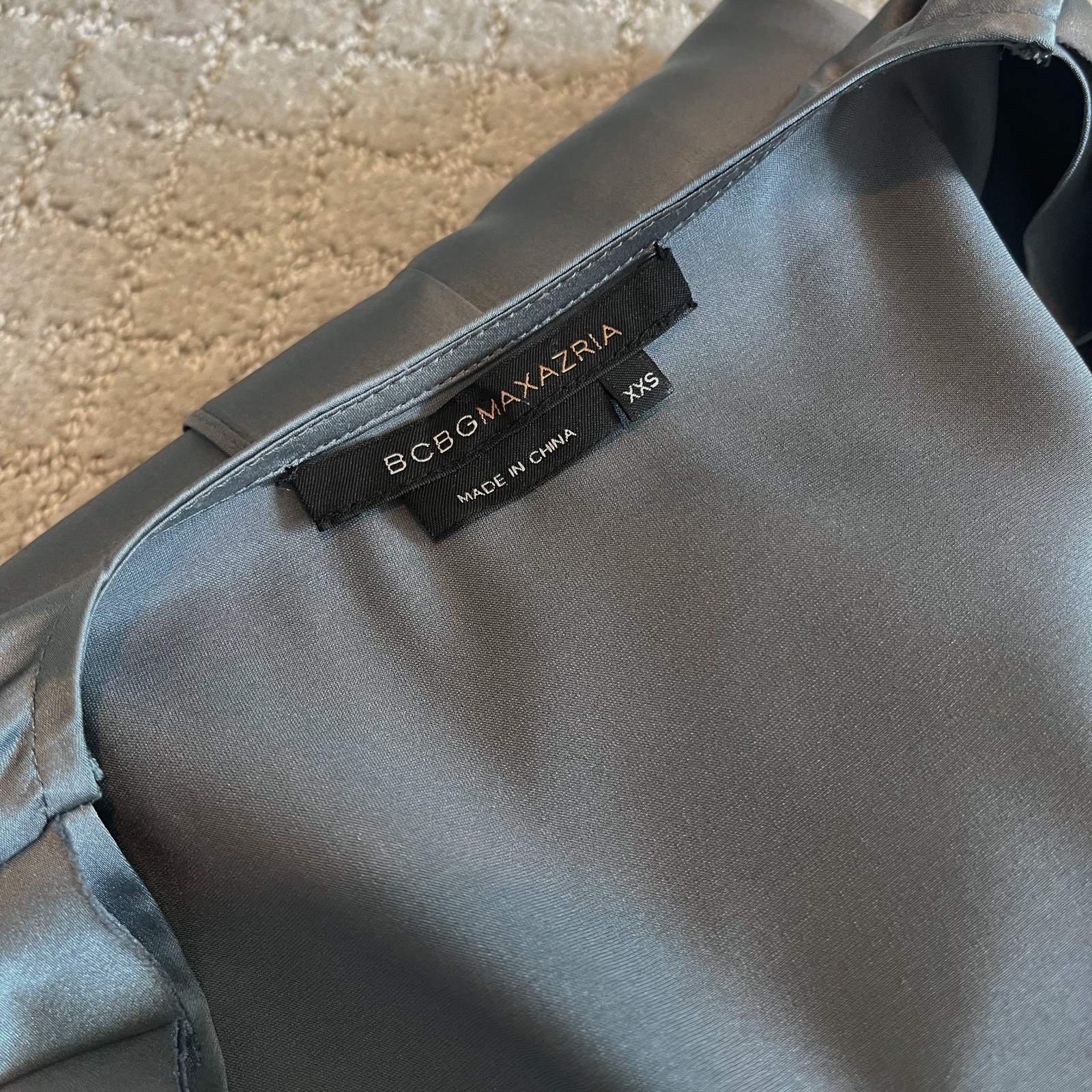BCBG Maxazria Blue Gray Silk Blouse Size XXS