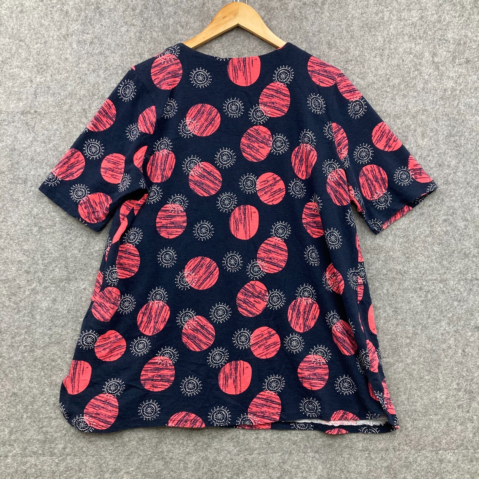 Virtuelle Top Womens 2XS XXS Blue Red Short Sleeve Round Neck Cotton 54505