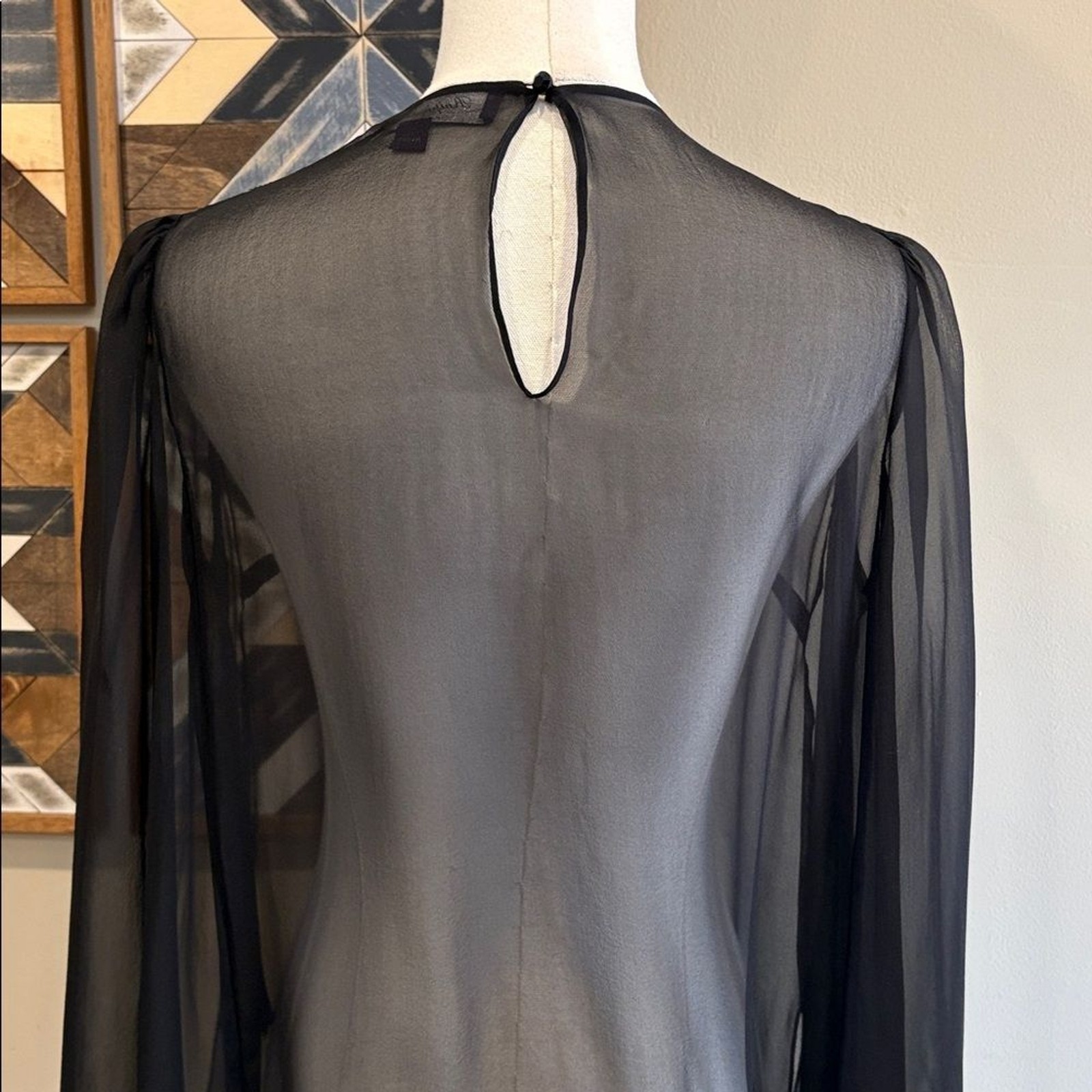 Ralph Lauren Collection Black Esmerelda Embellished Beaded Chiffon Blouse size 2