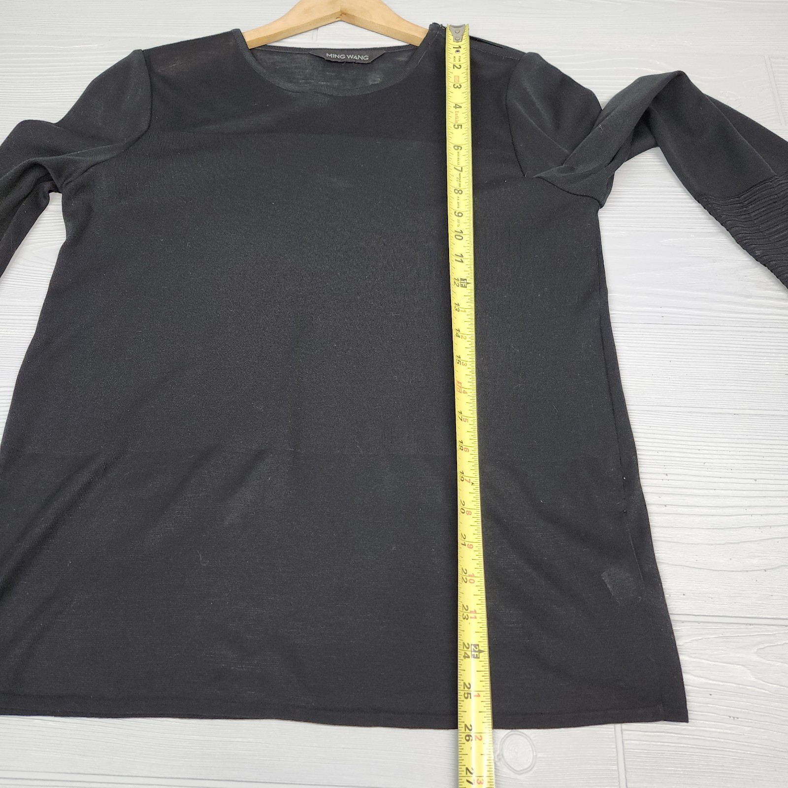 Ming Wang Black Long Sleeve Blouse Womens Size Medium