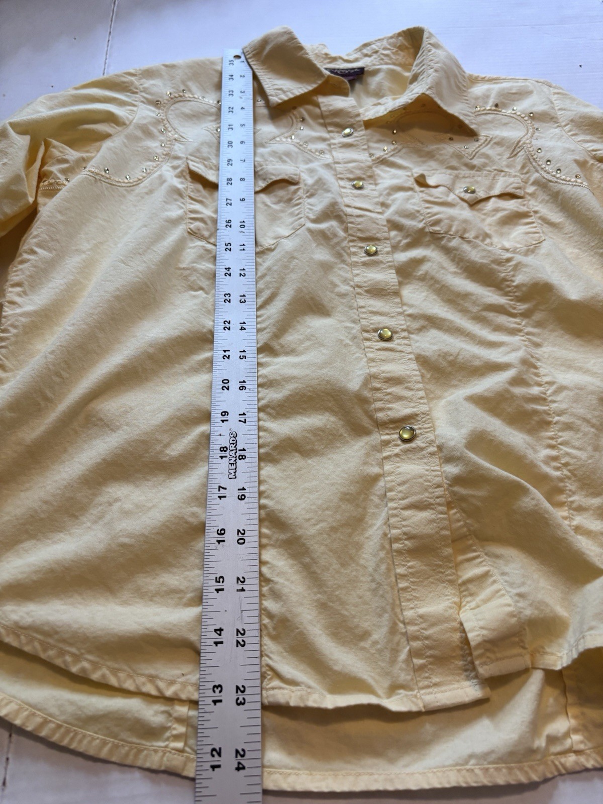Life Style Yellow Western Shirt Large Embellished Cowgirl