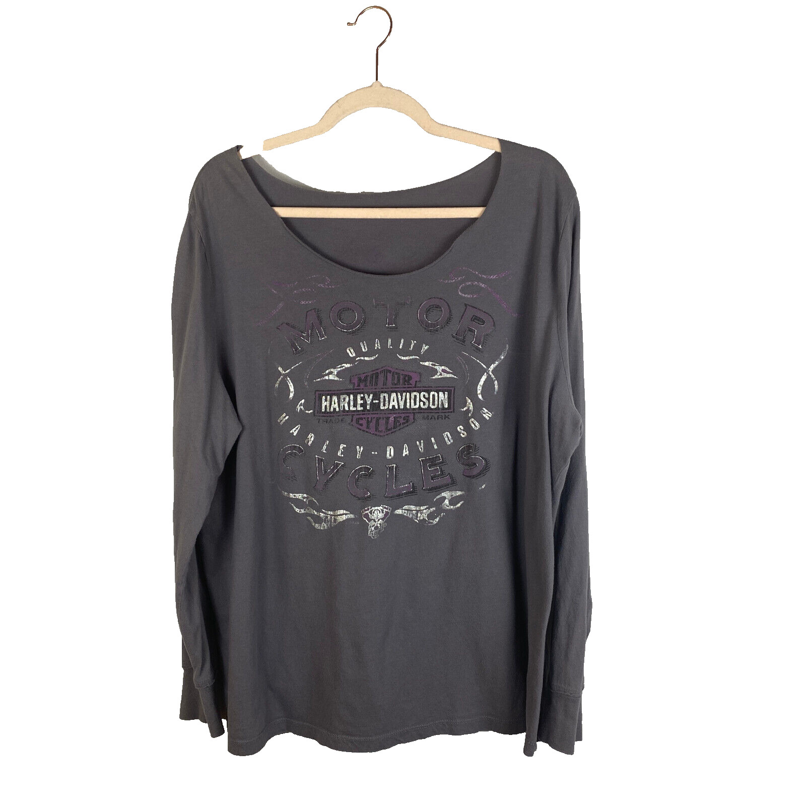 Harley-Davidson Long Sleeve T-Shirt Sz L Purple Gray Distressed Alexandria MN