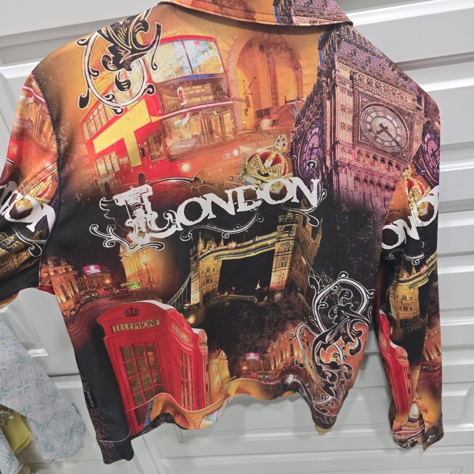 Impulse California London Shirt Women M Big Ben Graphic Y2K Art to Wear USA