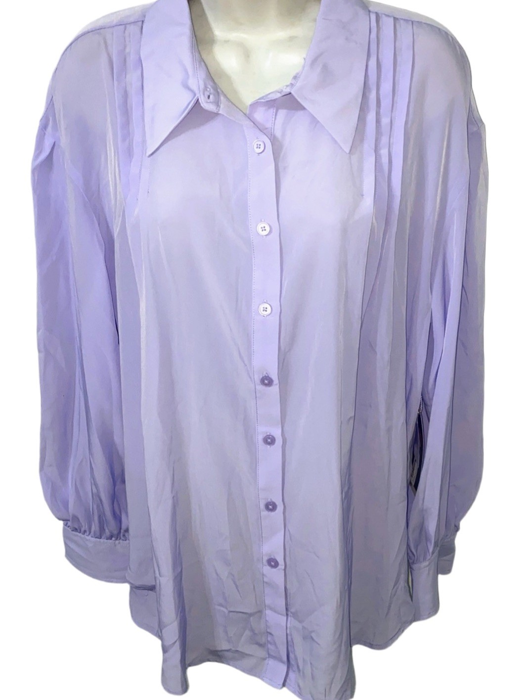 Worthington Womens Purple Long Sleeve Button Up Collared Shirt Size Petite Large