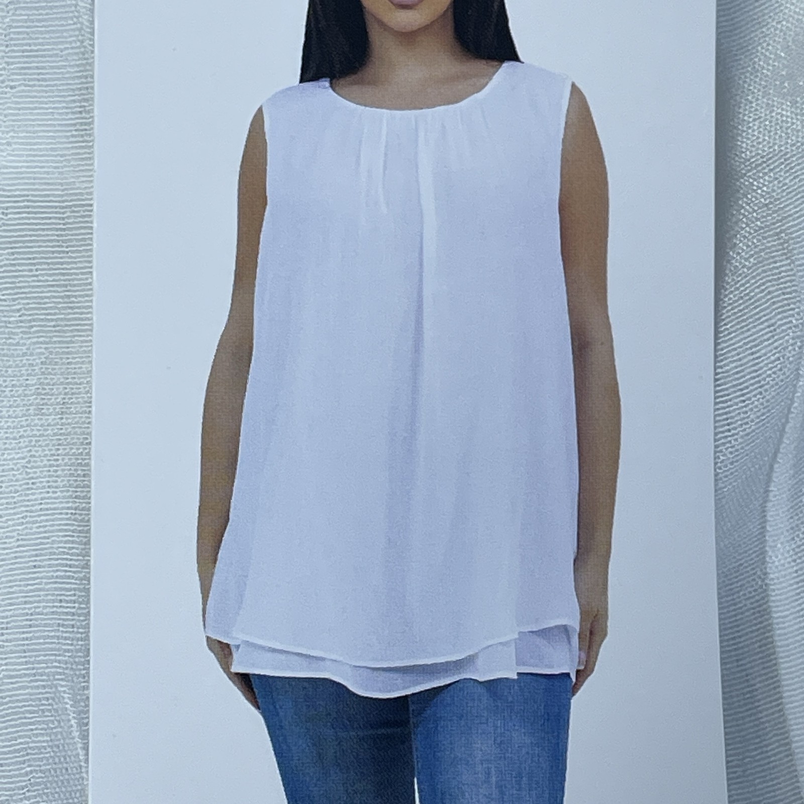 Cristina B NWT Women’s L Blouse White 60% Viscose 40% Polyester e1289