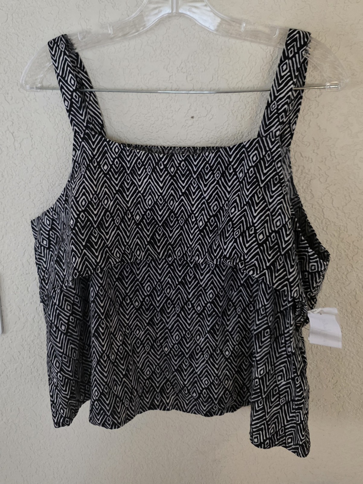 Maison Jules Sleeveless Geometric Linen Blend Tank Top (Size:XL) 20″PTP 22.5″L