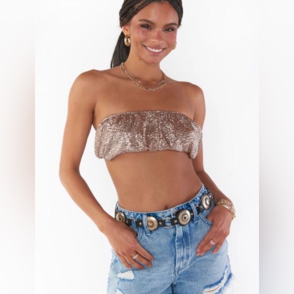 Show Me Your MuMu NWT Women’s Micro Tube Silver Confetti Top Size M