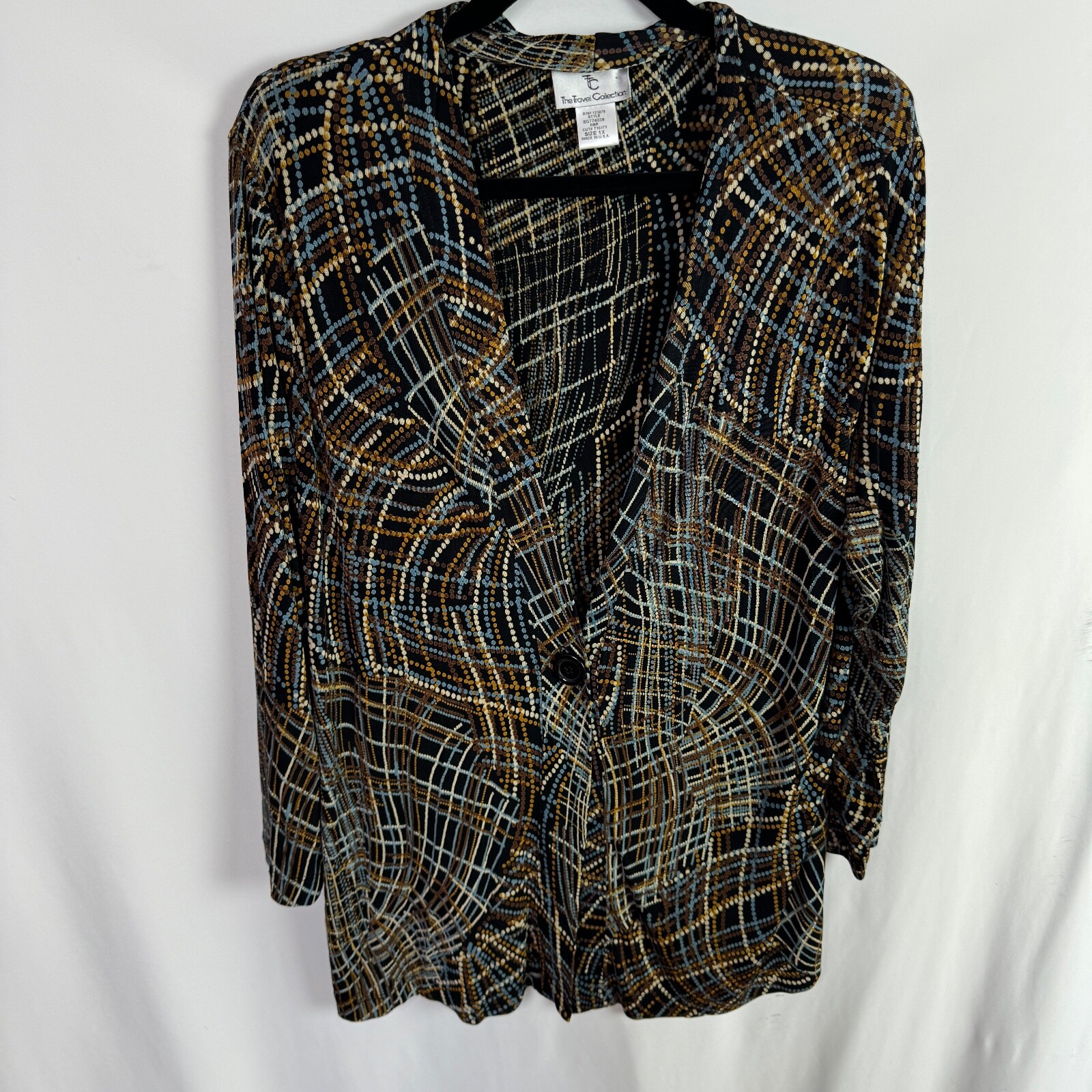 The Travel Collection Women’s Cardigan Top Size 1X Multicolor Print Long Sleeves