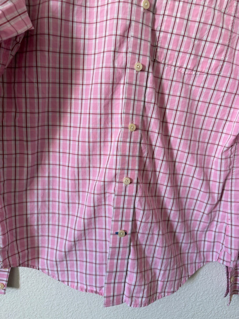 Abercrombie Fitch Mens Pink Plaid Muscle Fit Button Down Shirt Size M