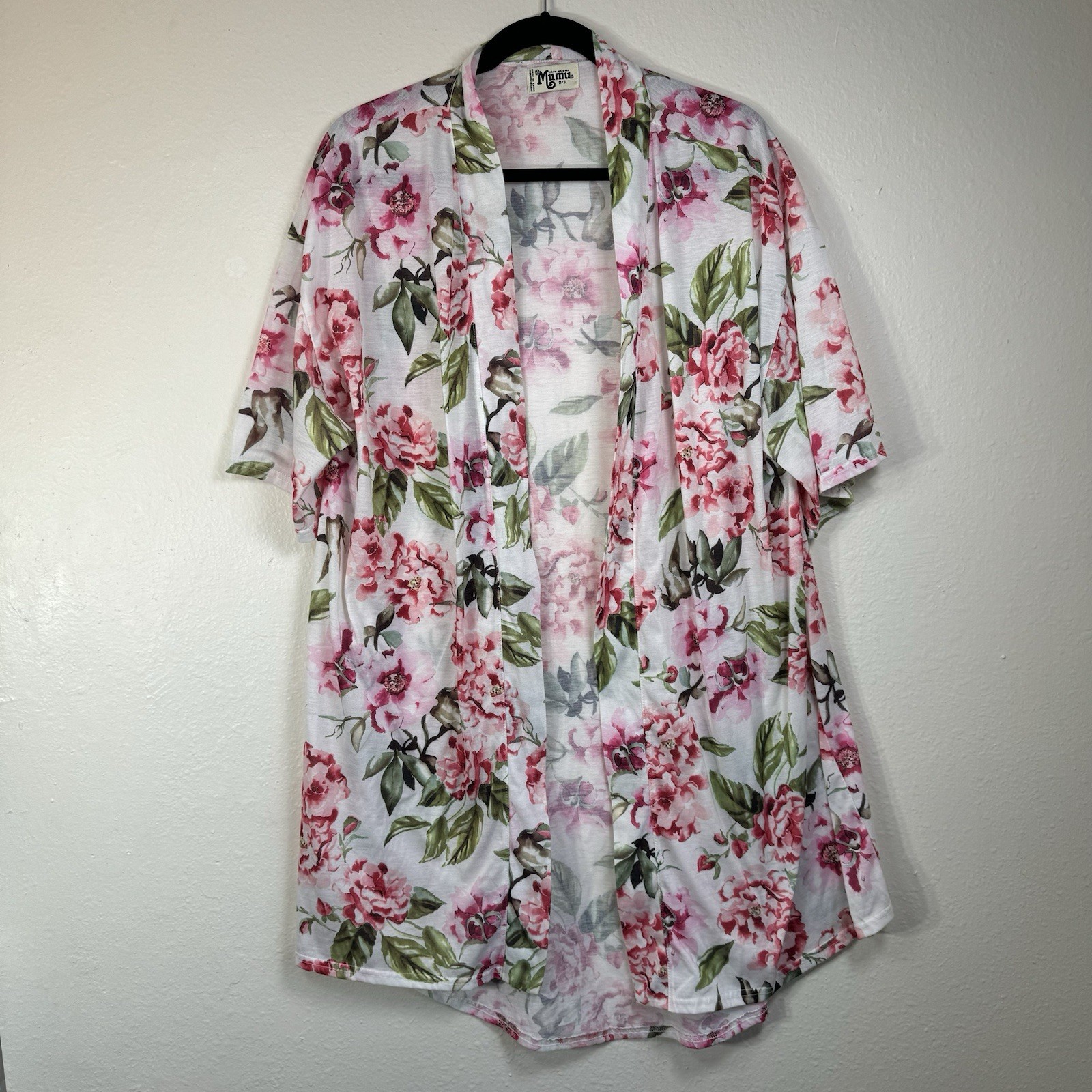 Show Me Your Mumu Cardigan Womens One Size Pink Floral Open Kimono Tunic Robe