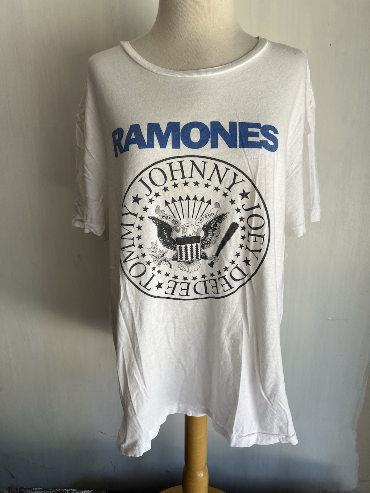 RAMONES (2018) Official Women’s Oversized DISTRESSED Punk Rock GAP T-Shirt Large