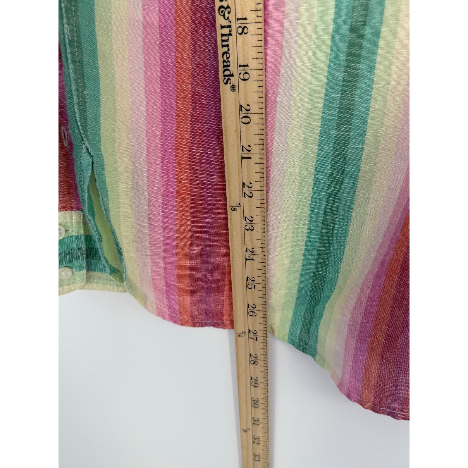 J.Crew Classic Fit Boy Linen Shirt Rainbow Stripe Button Down Size 6 Resort