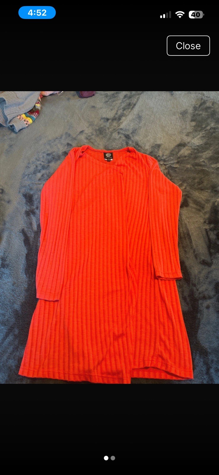 Bobeau Coral Ribbed Knit V-Neck Long Sleeve Tunic Top Womens Size M
