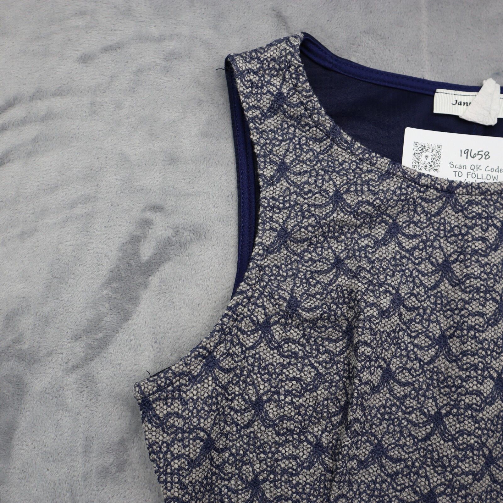 January 7 Shirt Womens M Blue Sleeveless Floral Lace Flare Pullover Top
