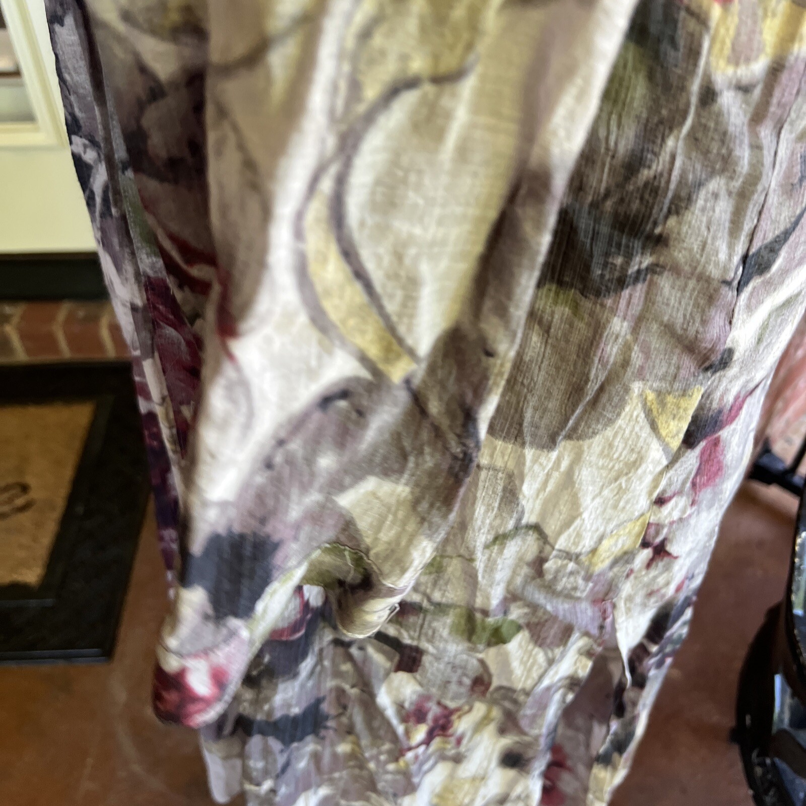 Mystree Maxi Button Down Top Tunic Floral Size Small Colorful Side Slit
