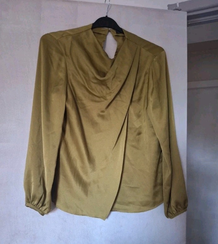 Limited Edition (M&S) Olive Green Wrap Front & Back Blouse UK 14