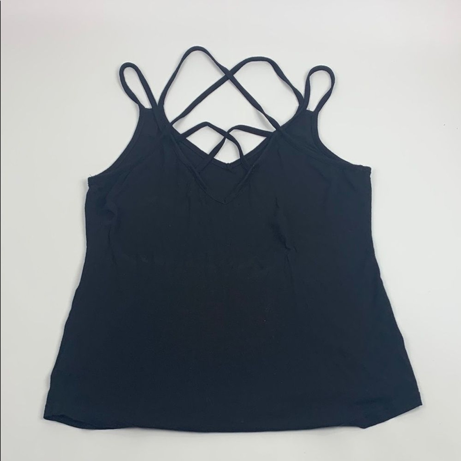 Miss Me Black Strappy Women’s Tank Top Size Large V neck