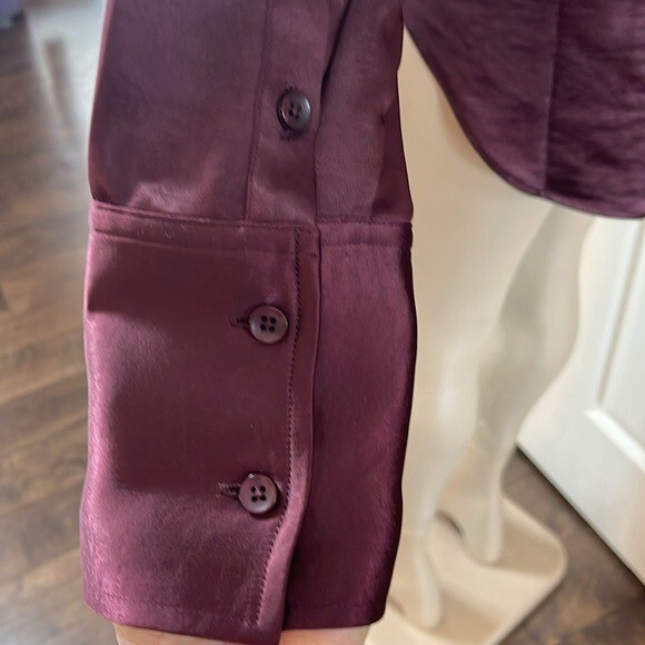 GOOD AMERICAN shine Burgundy Hidden Button front Blouse/Top, S/M