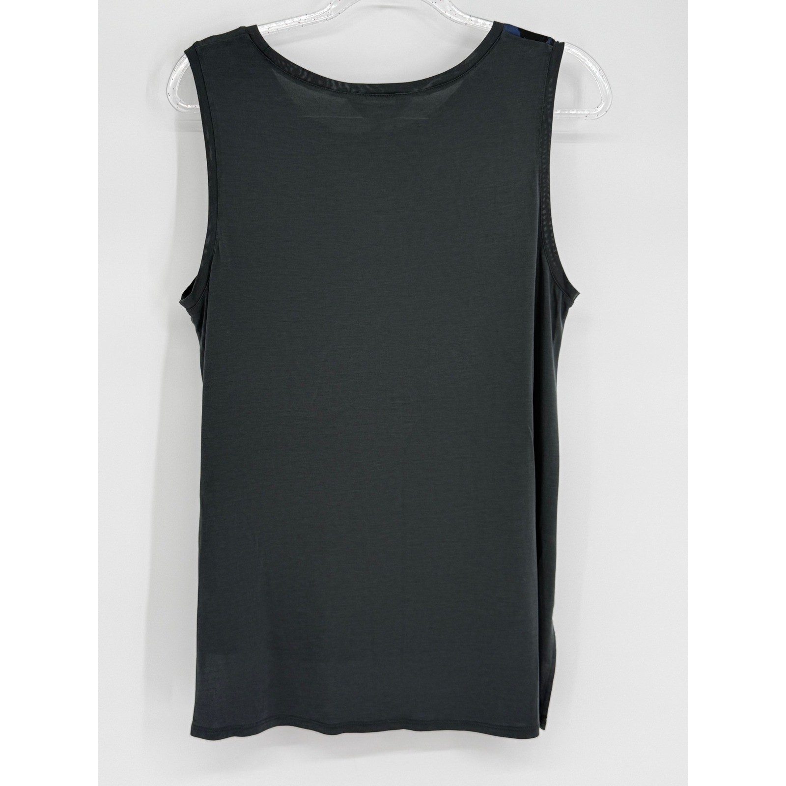Simply Vera Vera Wang Womens Floral Mixed Media Tank Top Charcoal Grey Sz L