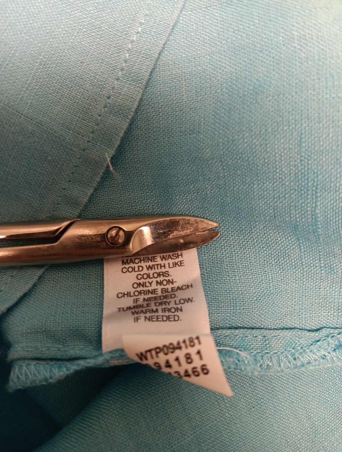 J. Jill Love Linen Women’s Shirt Button Up Long Sleeved Linen Aqua Blue Medium