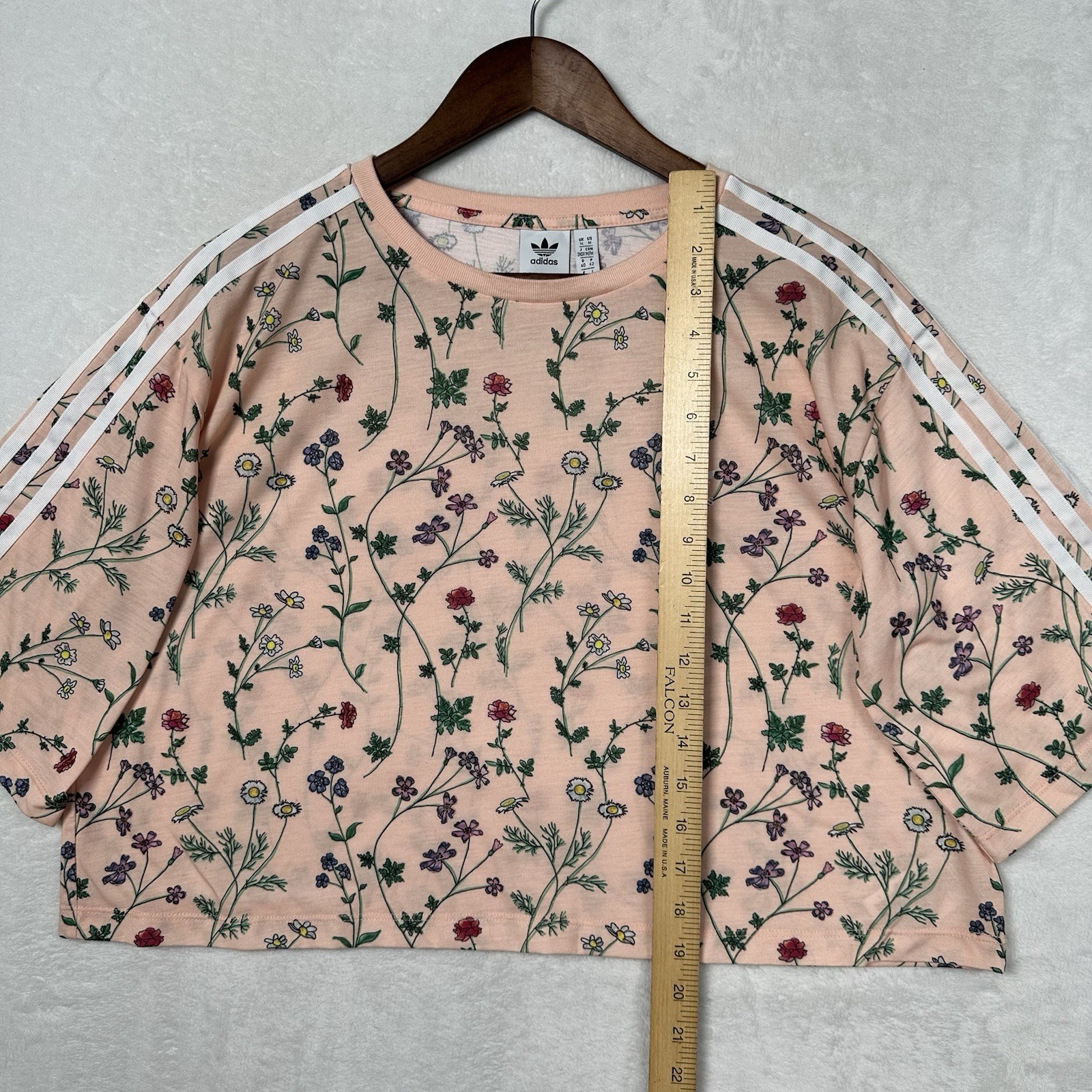 Adidas Originals Floral Crop Top T-Shirt Women’s M Trefoil Ain’t No Sunshine