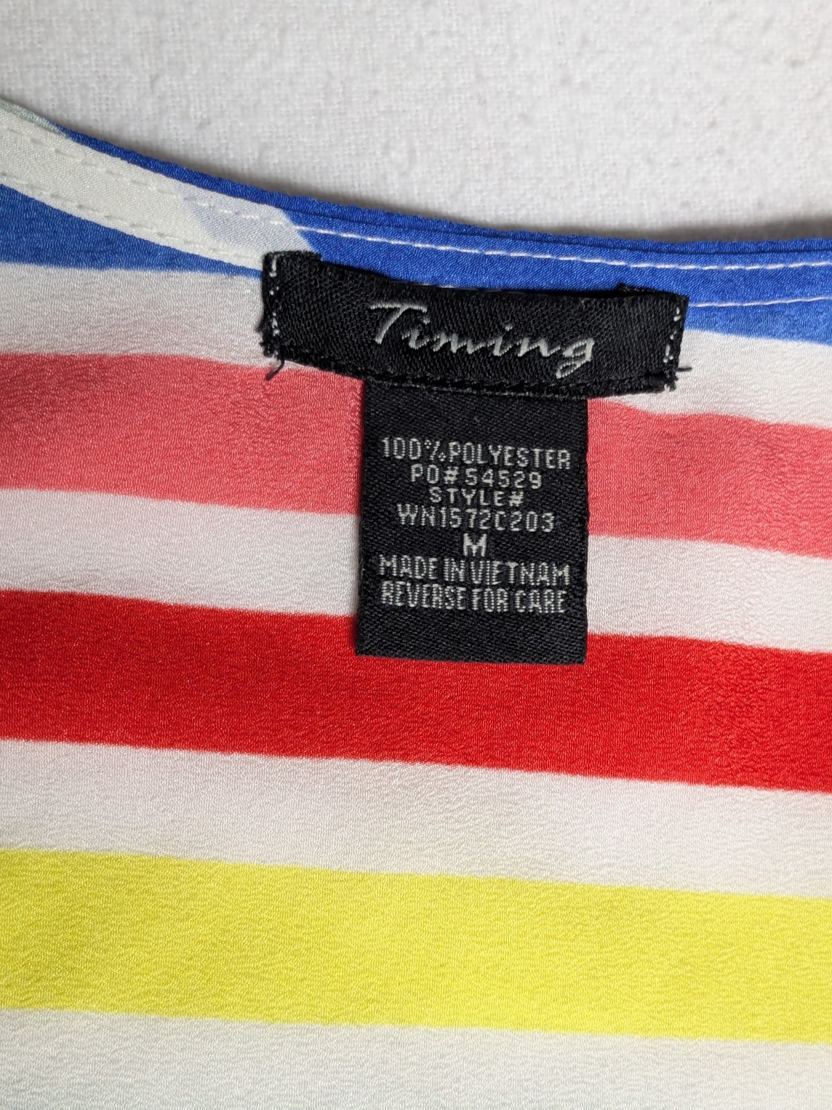 Timing Women’s Medium Chiffon Horizontal Striped Rainbow Racerback Tank Tie up