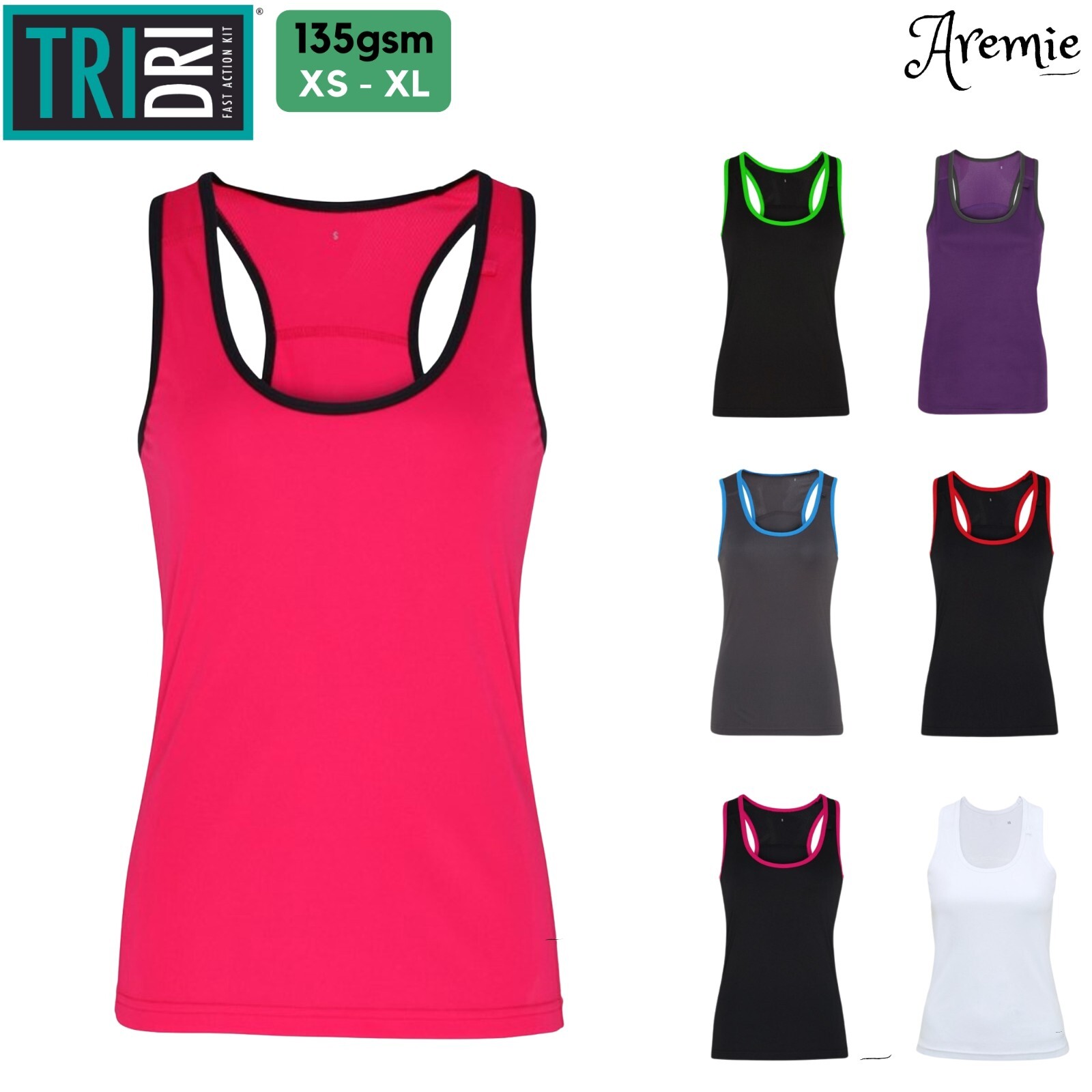 TriDri Ladies Panelled Sleeveless Vest | Cool Wicking Racer Back Gym Fitness Top