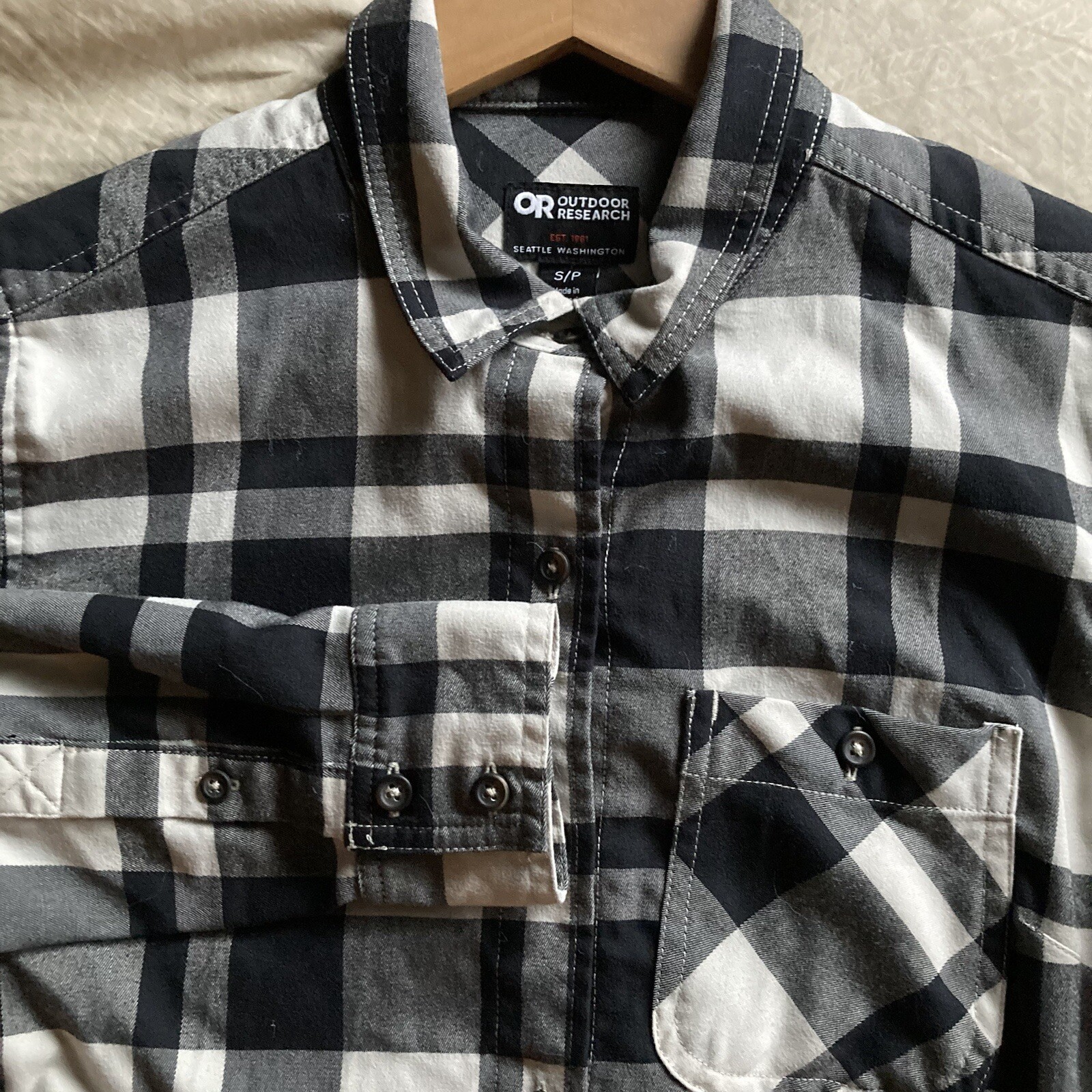 Outdoor Research Shirt Women Small Kulshan Flannel Tunic Button Up Plaid Pocket
