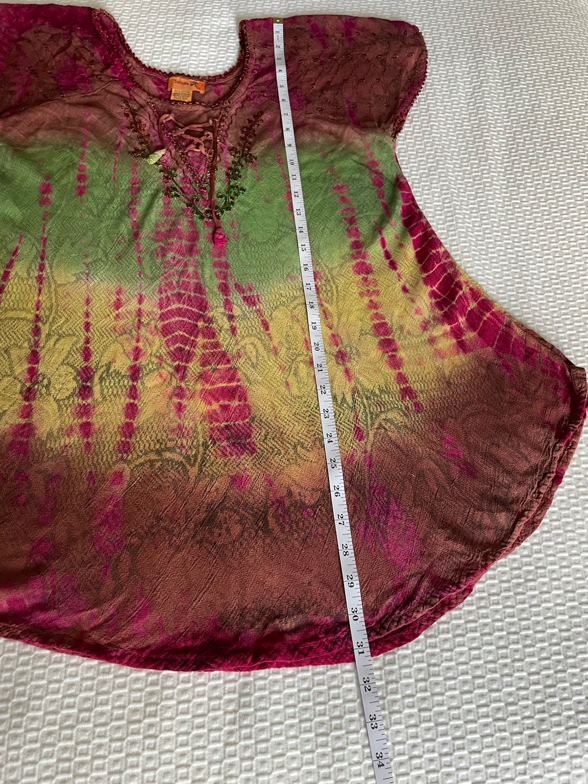 Sakkas Tie Dye Tunic Women’s Plus Size Vibrant Floral Hippie Boho Tassels