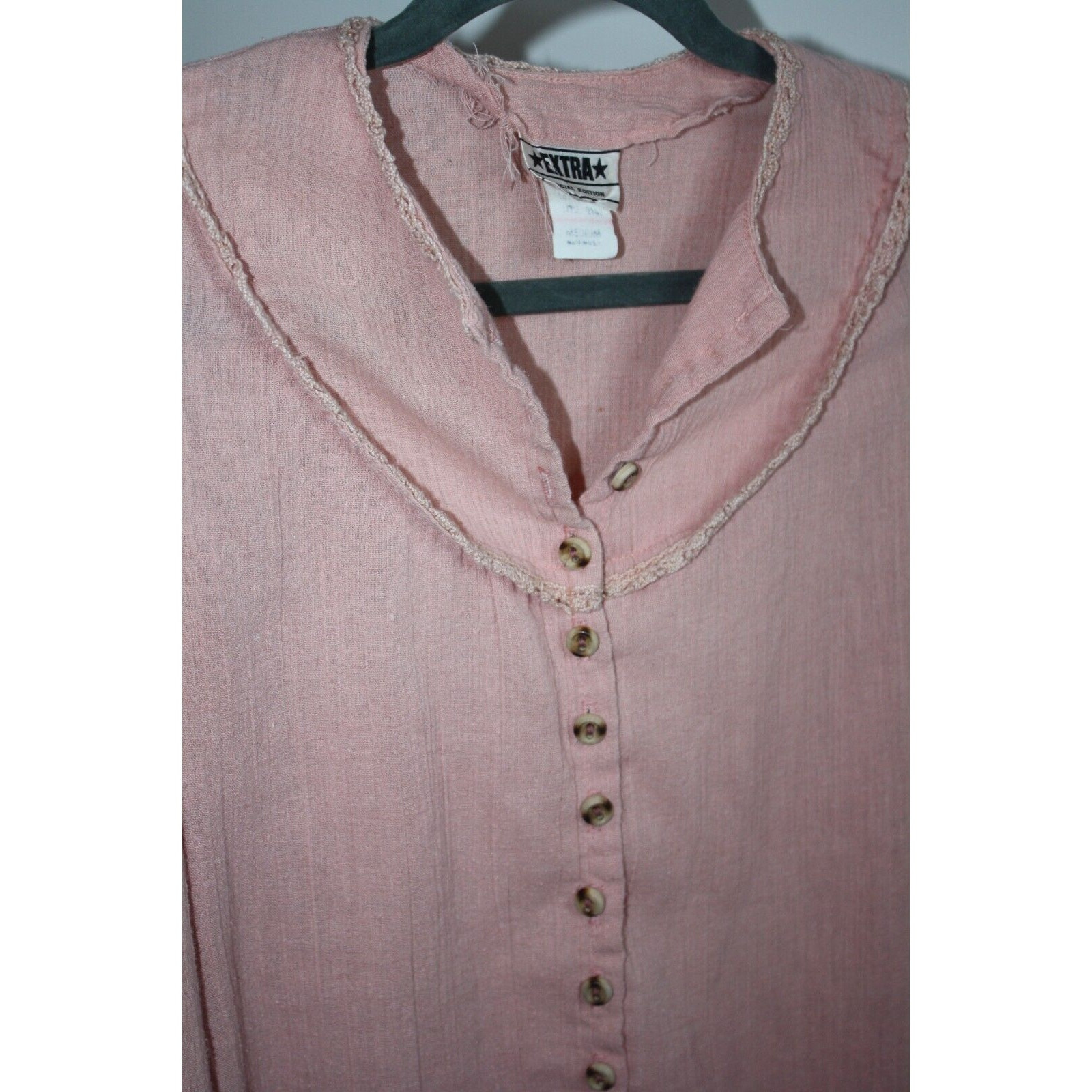 Vintage Extra Special Edition Pink Women’s Top Medium Button Up Long Sleeve