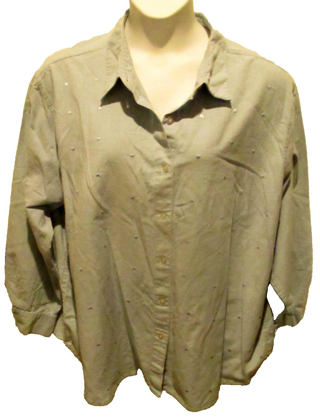 DCC WOMAN Shirt Size 26/28 Light Blue Chambray 100% Cotton Long Sleeves