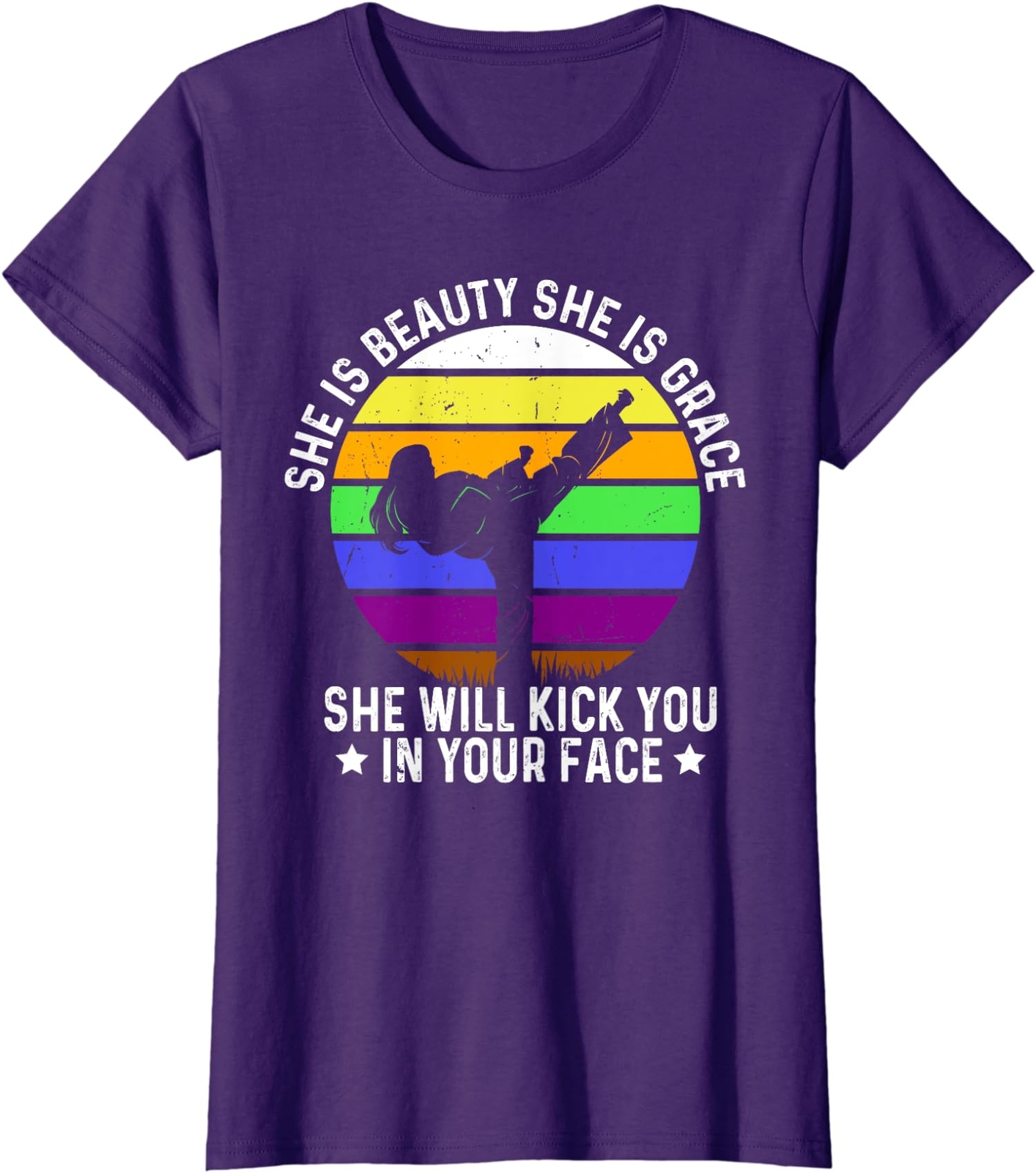 She Is Beauty She Is Grace She Will Kick you Karate Ladies’ Crewneck T-Shirt