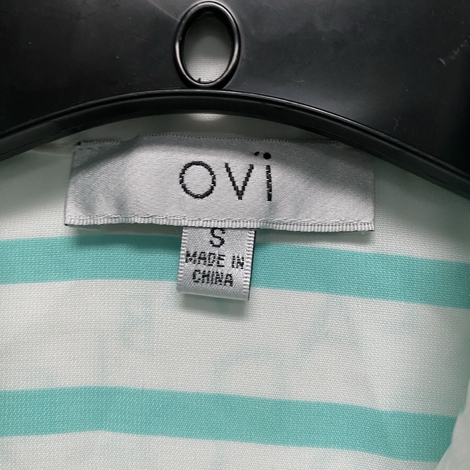 OVI Adrorable Printed Button Down Shirt Womens Size Small White Blue See Through
