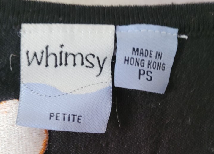 Women’s Whimsy Shirt Size Petite Small Black Colorful Poka Dots Long Sleeve Cute