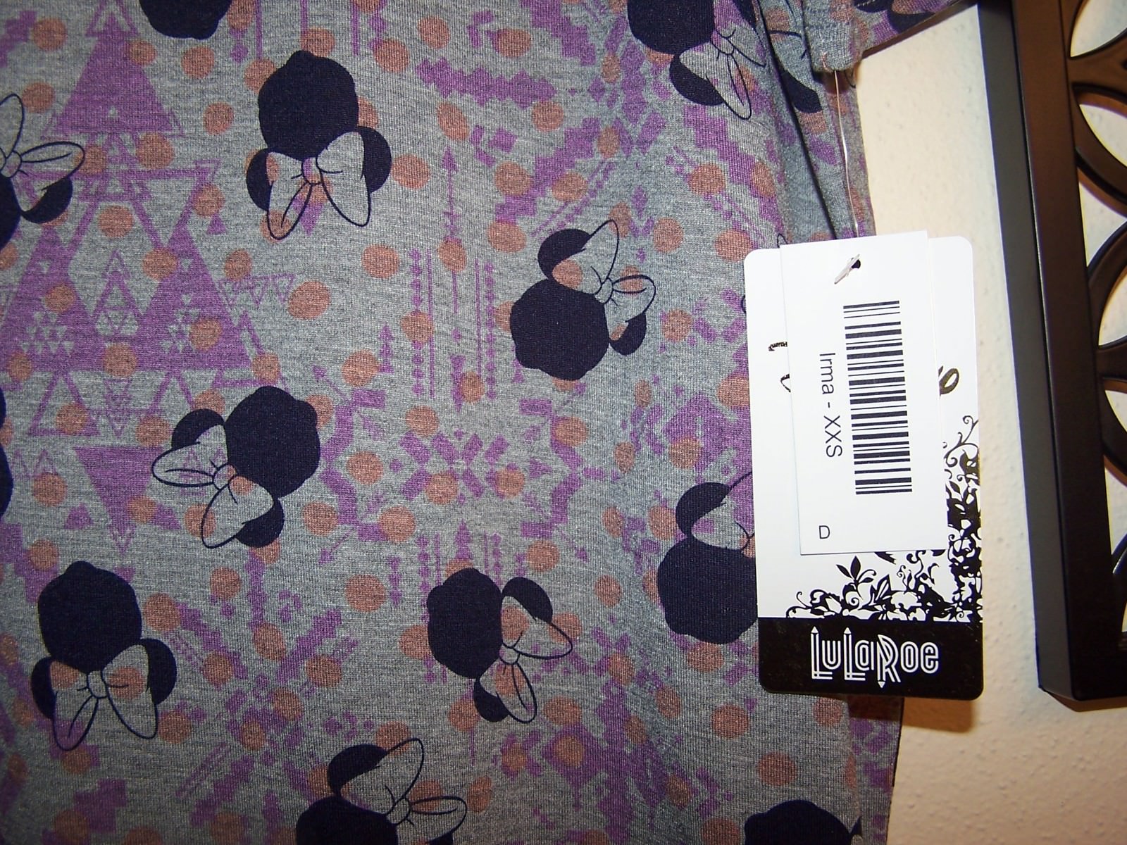 NEW Lularoe IRMA XXS XX-SMALL MINNIE MOUSE BOWS DISNEY GRAY PURPLE BLUE NWT