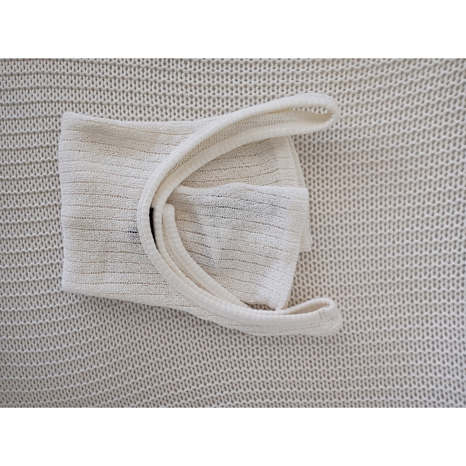 Massimo Dutti Cream Ribbed Mesh Knit Tank Top Scoop Neck Cotton Minimalist S
