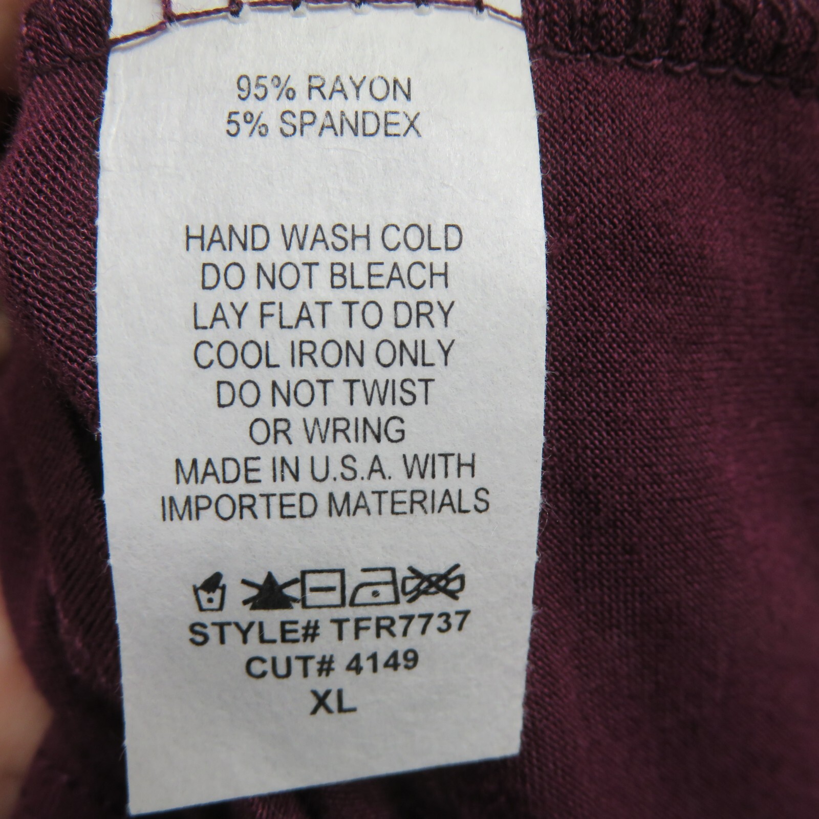 French Pastry Panda T-Shirt Size XL Embroidered Burgundy Ringer Tee Shirt SS