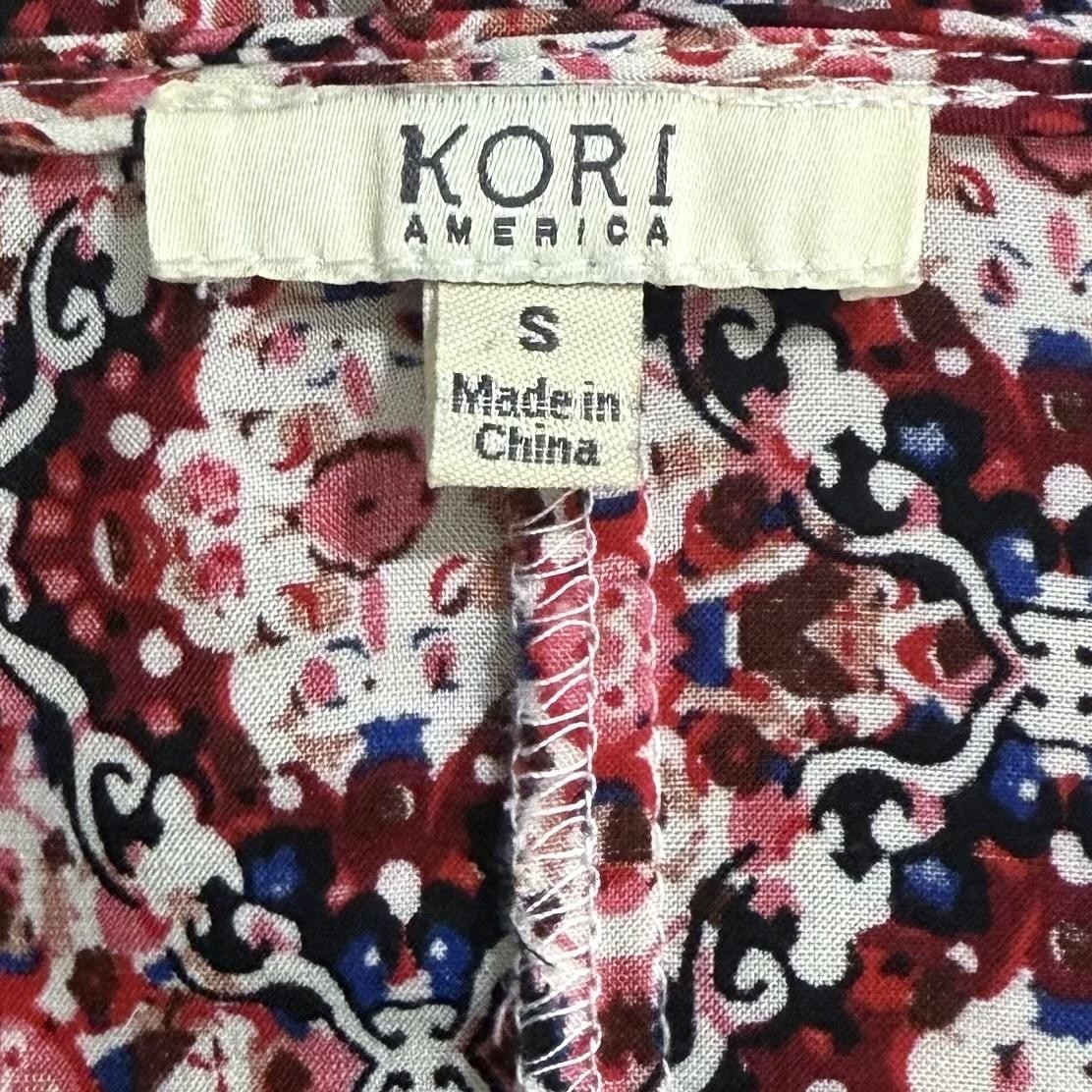 Kori America Tunic Top Womens Small Multicolor Boho Floral Abstract Casual Shirt