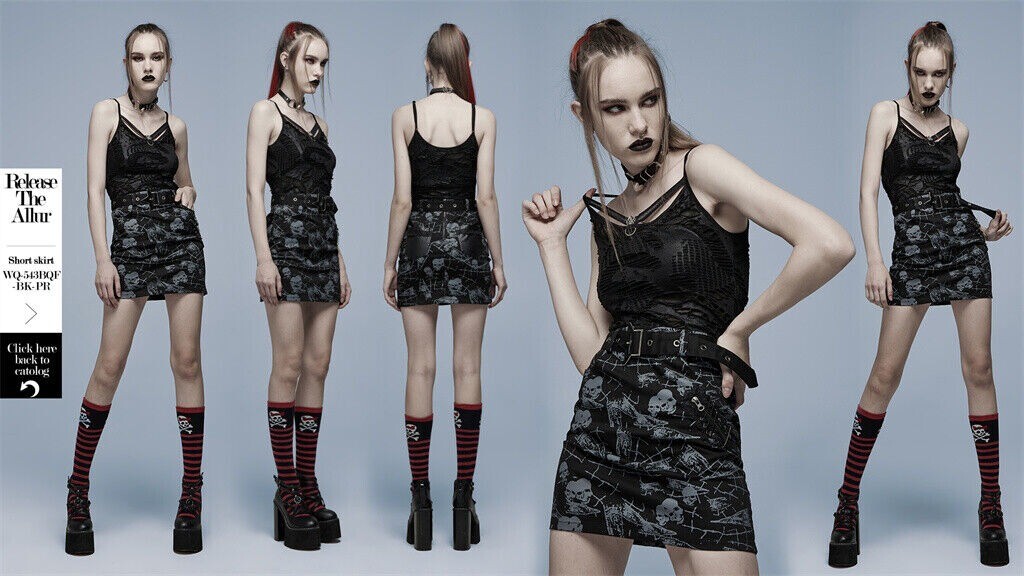 Punk Rave Women’s Elastic Vests Slim Fit Camis With Shoulder Straps Cotton Tops